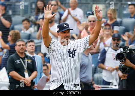 BRONX, NY - SEPTEMBER 09: Tino Martinez is introduced during the