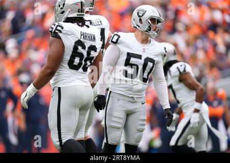 Las Vegas Raiders long snapper Trent Sieg (47) leaves the field