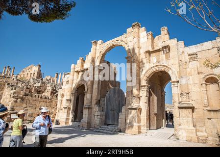 Roman Arch in Jerash archaeological site, Jordan Stock Photo