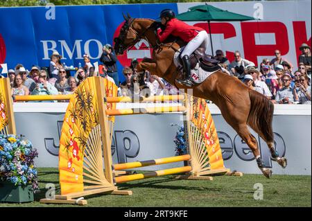 Calgary, Alberta, Canada, 10 September 2023. Erynn Ballard  (CAN) riding Gakhir, The Masters, Spruce Meadows - CPKC Grand Prix Stock Photo