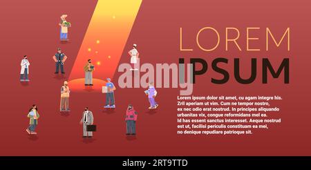 set different occupation people diverse workers of various professions and specialists standing together happy labor day celebration Stock Vector