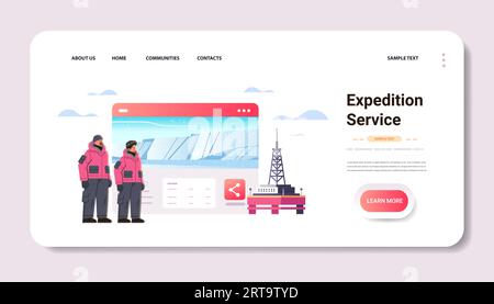 oilmen or gasmen standing together near facility station workers in uniform technician maintenance expedition service concept Stock Vector