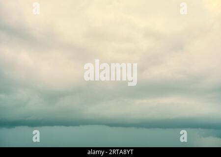 Dramatic rainy sky and dark clouds. Stock Photo