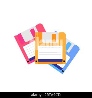 Realistic detailed floppy-disk, retro object storage illustration Stock Vector