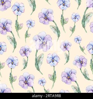 Seamless pattern with watercolor flowers Stock Photo