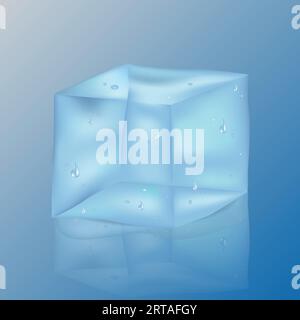 Set of vector illustrations of melting realistic style ice cubes Stock ...