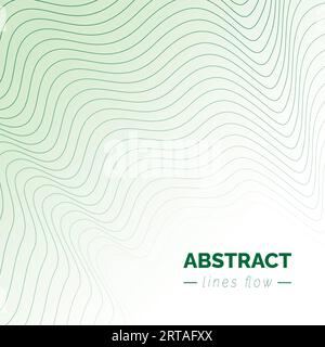 Abstract flow green wavy lines background, modern moving lines design, futuristic technology concept, vector illustration Stock Vector