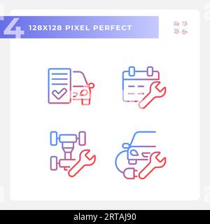 2D gradient car repair and service icons set Stock Vector