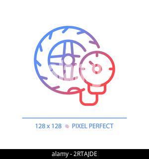 2D thin linear gradient tire inflate icon Stock Vector