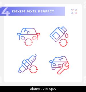 Pixel perfect gradient car repair and service icons set Stock Vector