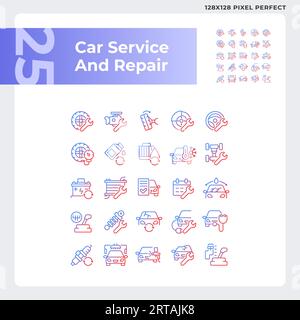 Gradient car repair and service icons set Stock Vector