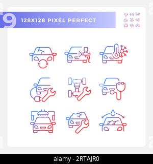 Gradient car repair and service icons collection Stock Vector