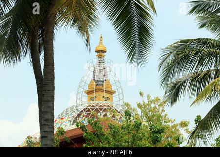 Sanya City, China - April 2, 2019: Religious architectural landscape in a religious and cultural tourism area, Sanya City, Hainan Province, China Stock Photo