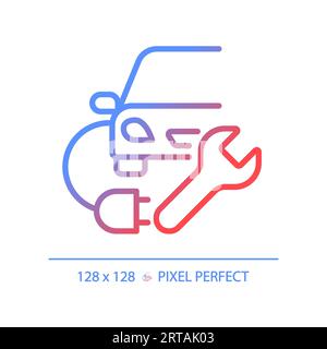 2D thin linear gradient electric car charging icon Stock Vector