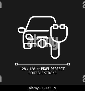 2D customizable thin line white car health icon Stock Vector