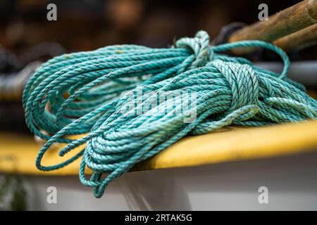 rope on a lobster fishing boat in tasmania Stock Photo