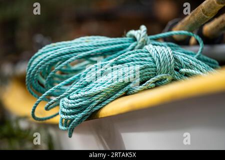 rope on a lobster fishing boat in tasmania Stock Photo