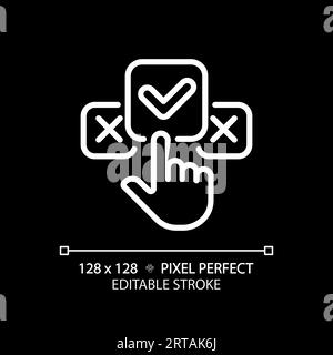 2D editable thin line white clicking on check mark icon Stock Vector