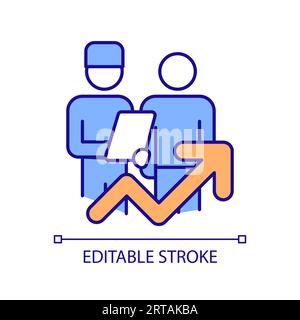 2D thin linear colorful improved patient care icon Stock Vector