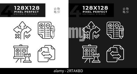 Pixel perfect dark and light comparisons icons set Stock Vector