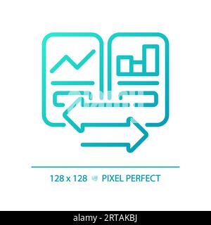 2D blue thin line gradient graph comparisons icon Stock Vector