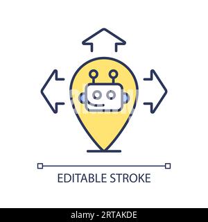2D thin linear colorful expand AI ops usage icon Stock Vector