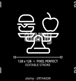 2D editable thin line white food on weight scale icon Stock Vector