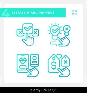 Pixel perfect gradient comparisons icons collection Stock Vector