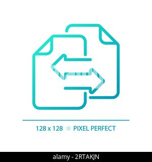 2D blue thin line gradient documents with arrows icon Stock Vector