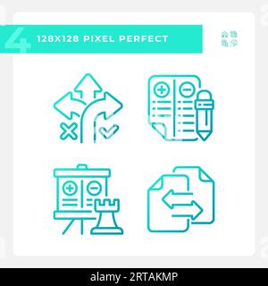 Pixel perfect gradient comparisons icons set Stock Vector