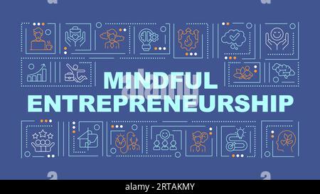 2D mindful entrepreneurship text with thin line icons Stock Vector