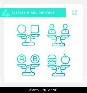 2D pixel perfect gradient comparisons icons Stock Vector