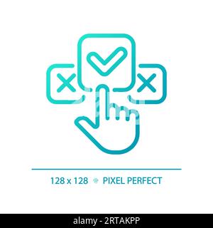 2D blue thin line gradient clicking on check mark icon Stock Vector