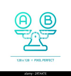 2D blue thin line gradient A and B on weight scale icon Stock Vector