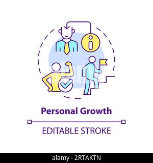 2D customizable thin line icon personal growth concept Stock Vector