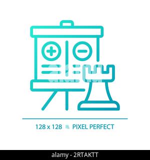 2D blue thin line gradient pros and cons icon Stock Vector