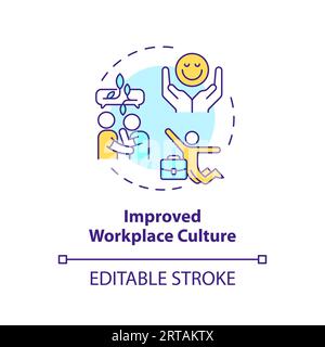 2D customizable line icon improved workplace culture concept Stock Vector