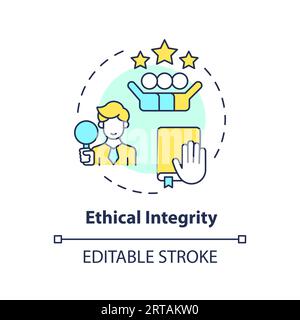2D customizable thin line icon ethical integrity concept Stock Vector
