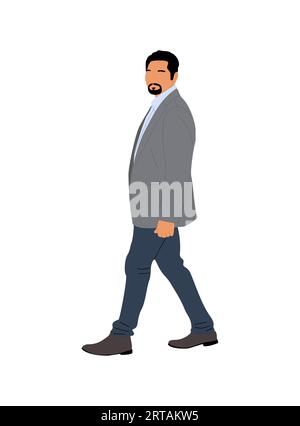 Bearded caucasian man side view 2D vector avatar illustration Stock ...
