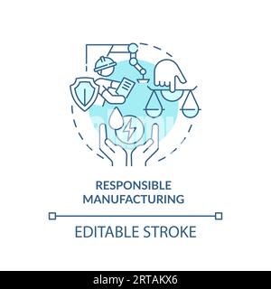 2D customizable line icon responsible manufacturing concept Stock Vector