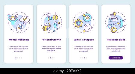 Walkthrough mindful entrepreneurship with line icons concept Stock Vector