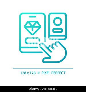 2D blue thin line gradient choosing app icon Stock Vector