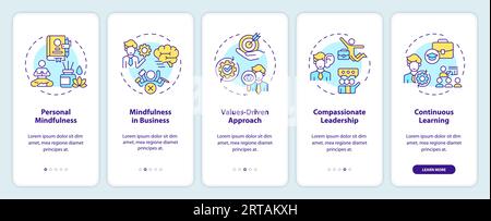 Walkthrough mindful entrepreneurship with thin icons concept Stock Vector