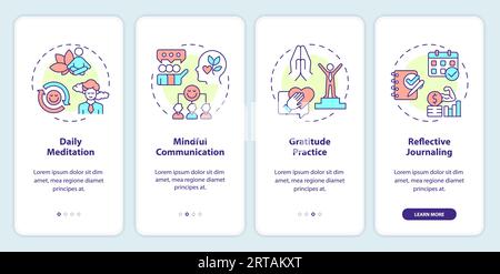 Walkthrough mindful entrepreneurship with line icons concept Stock Vector