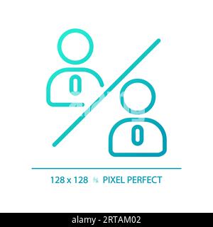 2D blue thin line gradient people comparison icon Stock Vector