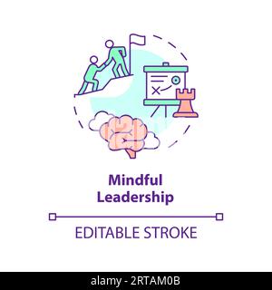 2D customizable thin line icon mindful leadership concept Stock Vector