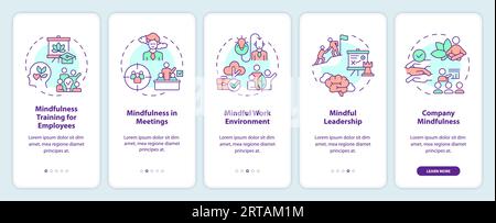 Walkthrough mindful entrepreneurship with multicolor icons Stock Vector
