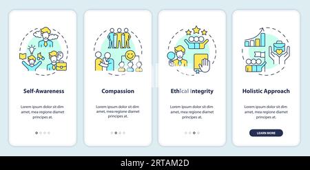 Walkthrough mindful entrepreneurship with line icons concept Stock Vector