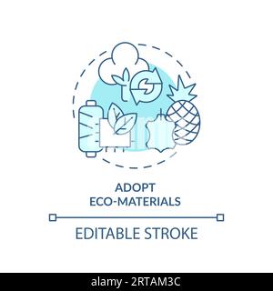 2D customizable thin line icon adopt eco materials concept Stock Vector