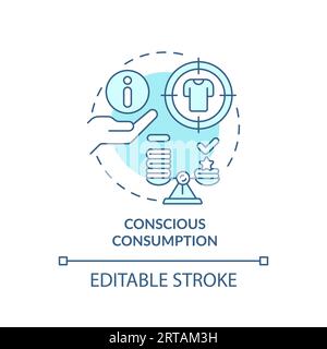 2D customizable thin line icon conscious consumption concept Stock Vector